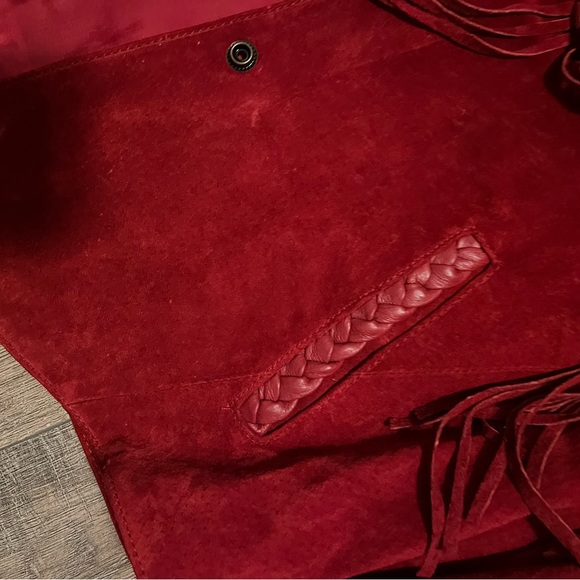 Vintage red leather fringe jacket - Picture 5 of 5